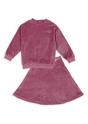 Little Girl's & Girl's 2-Piece Velour Sweatshirt & Skirt Set