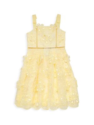 Little Girl's & Girl's 3-D Lace Strappy Minidress - Yellow - Size 3 - Yellow - Size 3