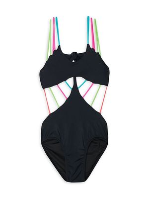 Little Girl's & Girl's Alana Cut-Out One-Piece Swimsuit - Black - Size 2 - Black - Size 2