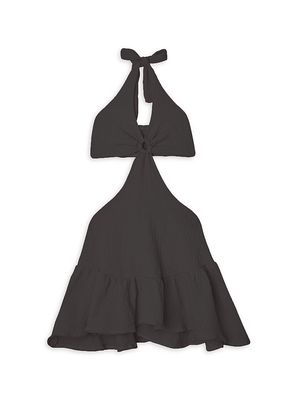 Little Girl's & Girl's Ariel Cotton Cut-Out Halter Dress - Black - Size 2 - Black - Size 2