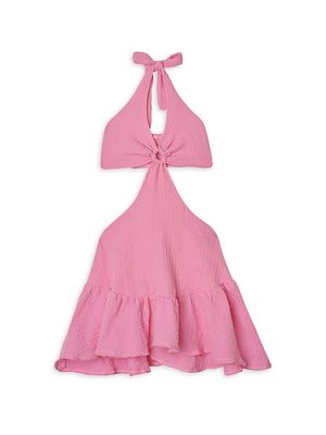 Little Girl's & Girl's Ariel Cotton Cut-Out Halter Dress - Pink Iris - Size 2 - Pink Iris - Size 2