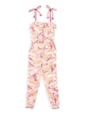 Little Girl's & Girl's Astra Jumpsuit - White Pink Tulipe - Size 8 - White Pink Tulipe - Size 8