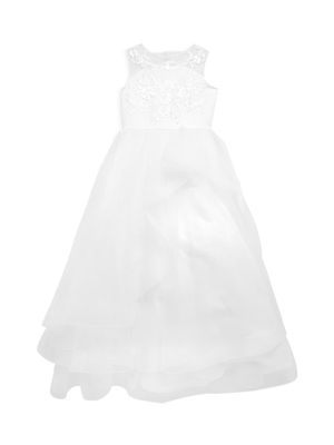 Little Girl's & Girl's Athena Lace & Mesh Dress - White - Size 12 - White - Size 12