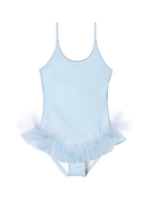 Little Girl's & Girl's Ballerina One-Piece Swimsuit - Blue - Size 8 - Blue - Size 8