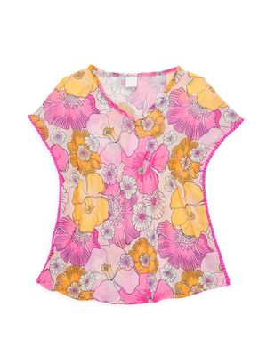Little Girl's & Girl's Blooming Hibiscus Kaftan - Size 4 - Size 4