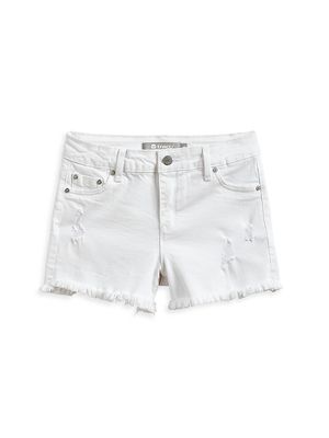 Little Girl's & Girl's Brittany Distressed Jean Shorts - White - Size 7 - White - Size 7