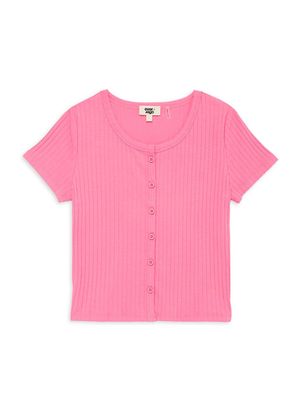 Little Girl's & Girl's Brooke Ribbed Tee - Party Pink - Size 8 - Party Pink - Size 8