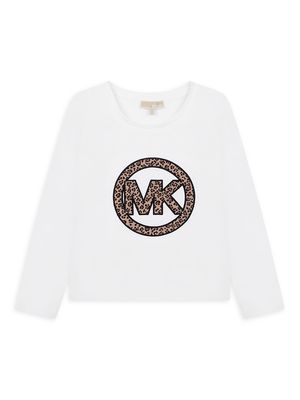 Little Girl's & Girl's Cheetah Logo Long-Sleeve T-Shirt - Off White - Size 12 - Off White - Size 12