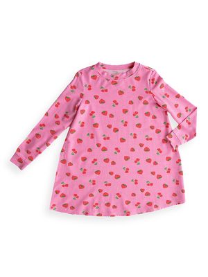 Little Girl's & Girl's Cherry Berry Long-Sleeve Lounge Dress - Pink - Size 2