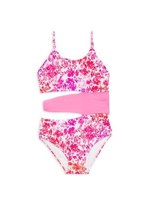 Little Girl's & Girl's Colorblock Cutout One-Piece Swimsuit - Pink Multi - Size 2 - Pink Multi - Size 2