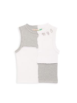 Little Girl's & Girl's Colorblock Tank Top - Grey White - Size 7 - Grey White - Size 7