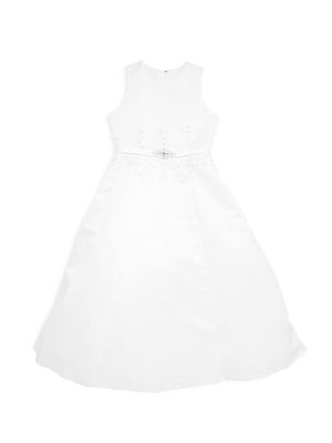 Little Girl's & Girl's Communion A-Line Satin Dress - White - Size 5 - White - Size 5