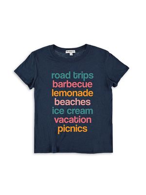 Little Girl's & Girl's Cropped Graphic T-Shirt - Navy - Size 7 - Navy - Size 7