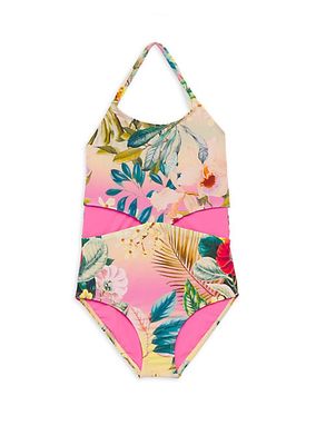 Little Girl's & Girl's Cut-Out One-Piece Swimsuit