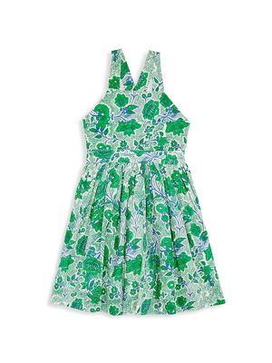 Little Girl's & Girl's Dresde Sleeveless Dress - Green Floral - Size 2 - Green Floral - Size 2