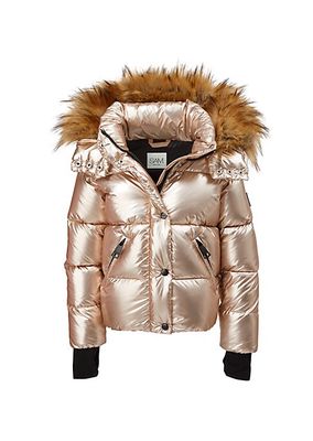 Little Girl's & Girl's Elsa Faux Fur-Trimmed Metallic Jacket