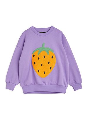 Little Girl's & Girl's Embroidered Strawberries Sweatshirt - Purple - Size 4 - Purple - Size 4