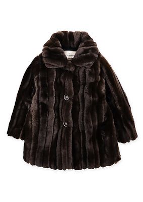 Little Girl's & Girl's Faux Fur Hooded Coat