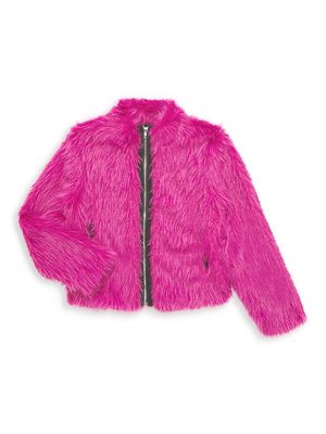 Little Girl's & Girl's Faux Fur Jacket - Berry - Size 7