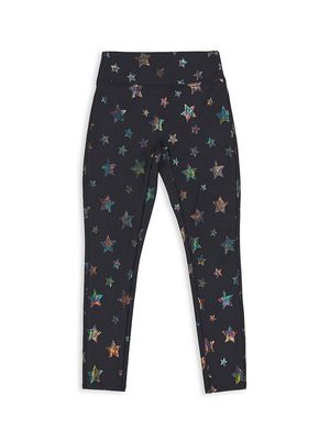 Little Girl's & Girl's Faux Leather Star Leggings - Rainbow Star - Size 7 - Rainbow Star - Size 7