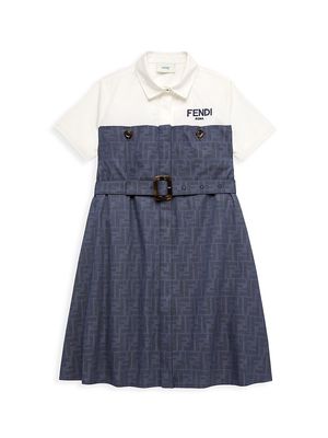 Little Girl's & Girl's FF Belted Shirtdress - Navy - Size 12