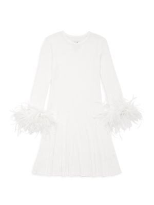 Little Girl's & Girls Fit & Flare Feather Sleeve Dress - White - Size 14 - White - Size 14
