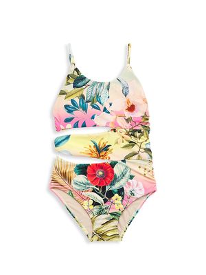 Little Girl's & Girl's Floral Cutout One-Piece Swimsuit - Size 2 - Size 2