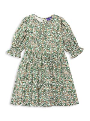 Little Girl's & Girl's Floral Dress - Green Floral - Size 2