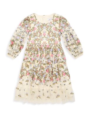 Little Girl's & Girl's Floral Embroidered Dress - Ivory - Size 2