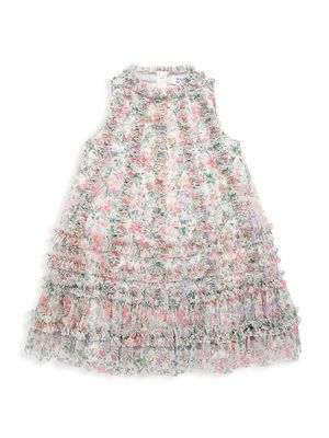 Little Girl's & Girl's Floral Mesh A-Line Dress - Floral Multi - Size 2