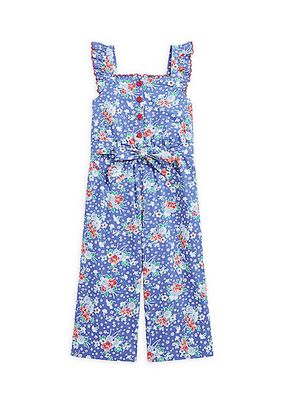 Little Girl's & Girl's Floral Print Poplin Jumpsuit