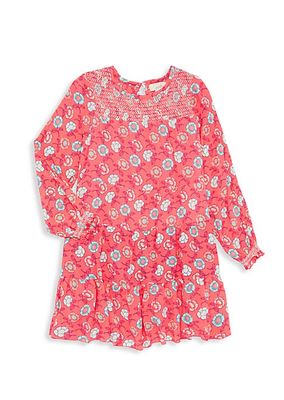 Little Girl's & Girl's Floral Print Smocked Dress