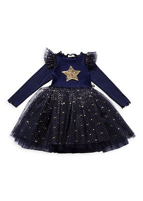Little Girl's & Girl's Frill Star Long-Sleeve Tutu Dress