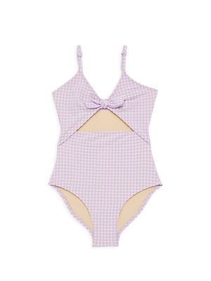 Little Girl's & Girl's Gingham Monokini - Purple - Size 14 - Purple - Size 14