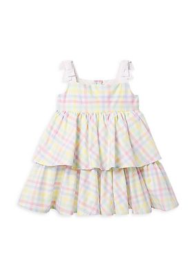 Little Girl's & Girl's Gingham Print Tiered Dress