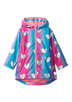 Little Girl's & Girl's Glitter Hearts Ombré Jacket