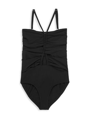 Little Girl's & Girl's Halter Lace-Up One-Piece - Black - Size 8 - Black - Size 8
