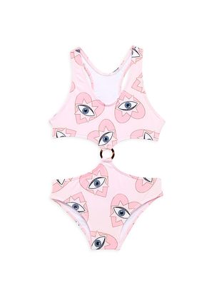 Little Girl's & Girl's I See You O-Ring One-Piece - I See You Pink - Size 14 - I See You Pink - Size 14