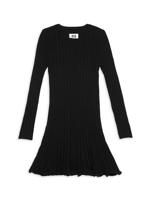 Little Girl's & Girl's Inset Fit & Flare Rib Dress - Black - Size 7 - Black - Size 7
