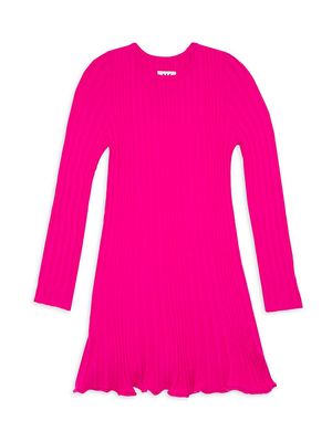 Little Girl's & Girl's Inset Fit & Flare Rib Dress - Shocking Pink - Size 12 - Shocking Pink - Size 12