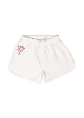 Little Girl's & Girl's Iscream x Theme Love Tennis Racket Embroidered Shorts