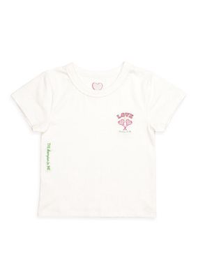 Little Girl's & Girl's Iscream x Theme Love Tennis Racket Embroidered T-Shirt