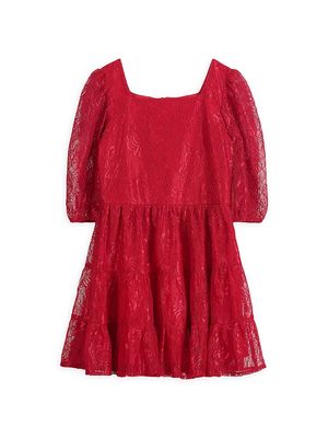 Little Girl's & Girl's Lace A-Line Dress - Red - Size 12 - Red - Size 12