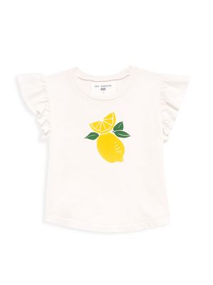 Little Girl's & Girl's Lemon Ruffle-Trim T-Shirt - White - Size 12