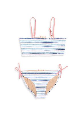 Little Girl's & Girl's Liv Striped 2-Piece Smocked Bikini Set