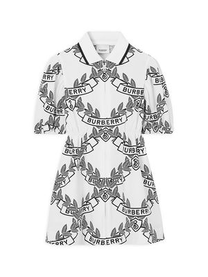 Little Girl's & Girl's Logo Print Jersey Polo Dress - White Black - Size 4