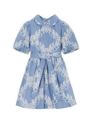 Little Girl's & Girl's Mariele Chambray Printed Shirt Dress - Pale Blue - Size 14