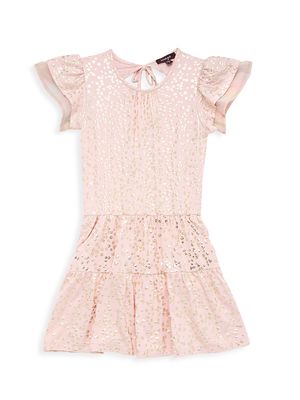 Little Girl's & Girl's Mary Foil Stamp Ruffle-Trim Dress - Blossom - Size 10 - Blossom - Size 10