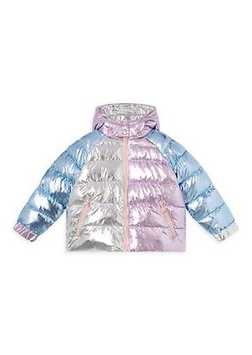 Little Girl's & Girl's Metallic Colorblock Puffer Jacket