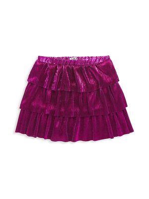 Little Girl's & Girl's Metallic Pleated Skirt - Berry - Size 7
